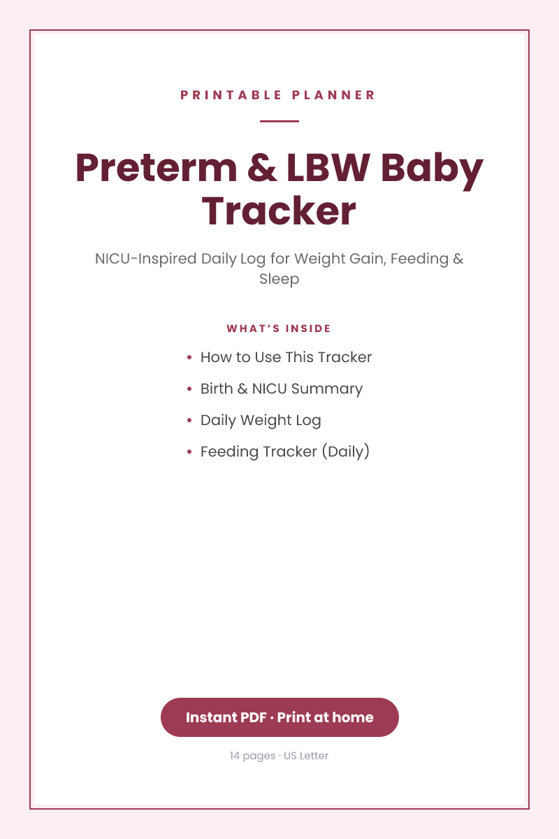 3-in-1 Bundle: Preterm & LBW Baby Tracker & more — printable