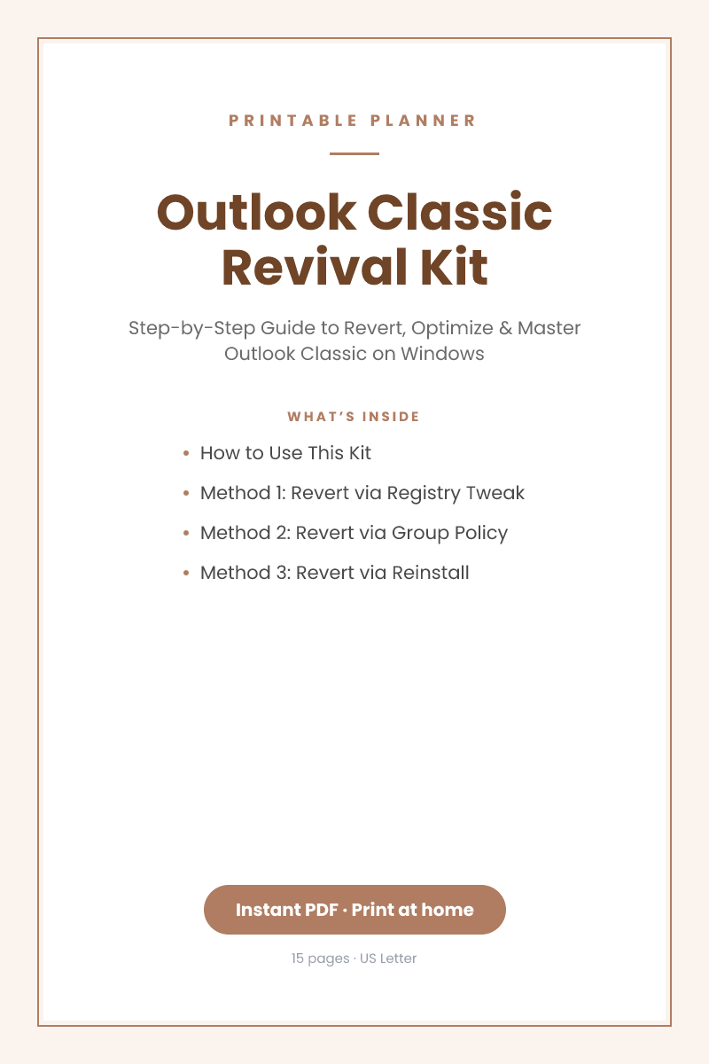 Outlook Classic Revival Kit — printable