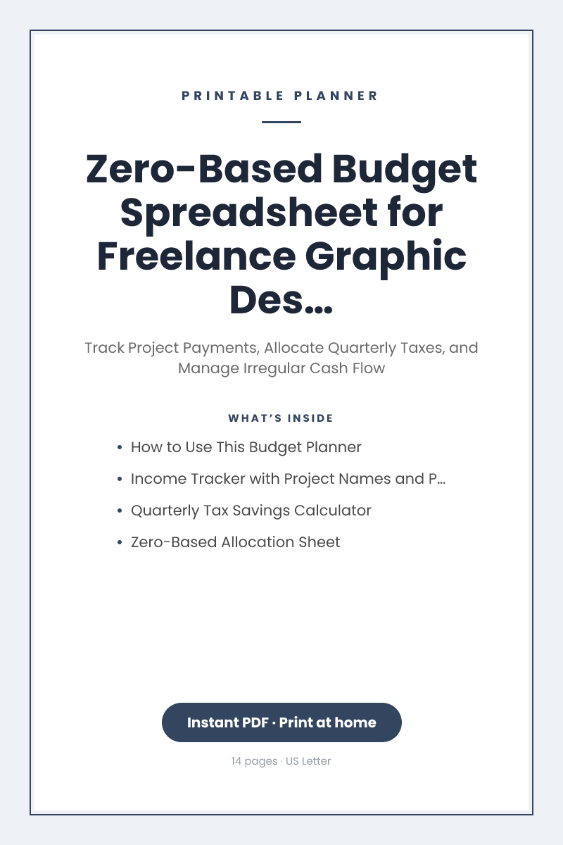 Zero-Based Budget Spreadsheet for Freelance Graphic Designers with Seasonal Income — printable