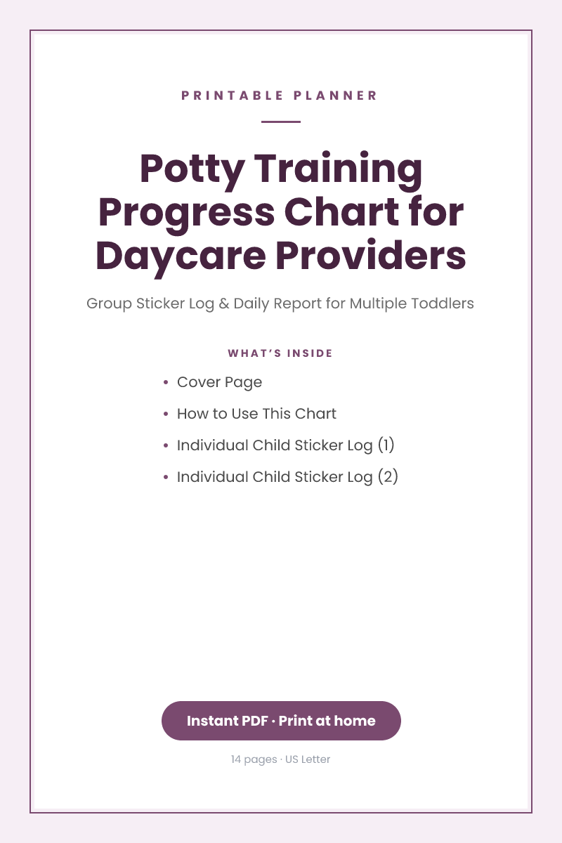 Potty Training Progress Chart for Daycare Providers — printable