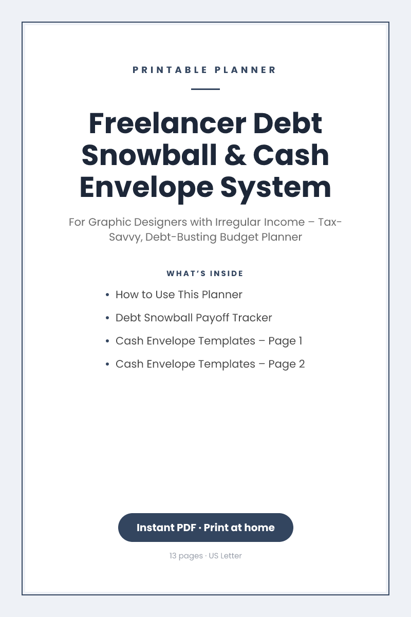Freelancer Debt Snowball & Cash Envelope System — printable