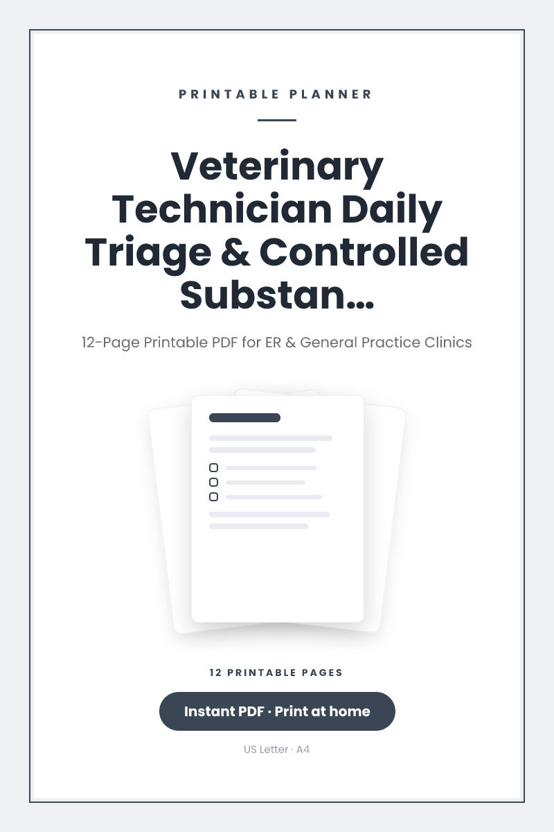 Veterinary Technician Daily Triage & Controlled Substance Log