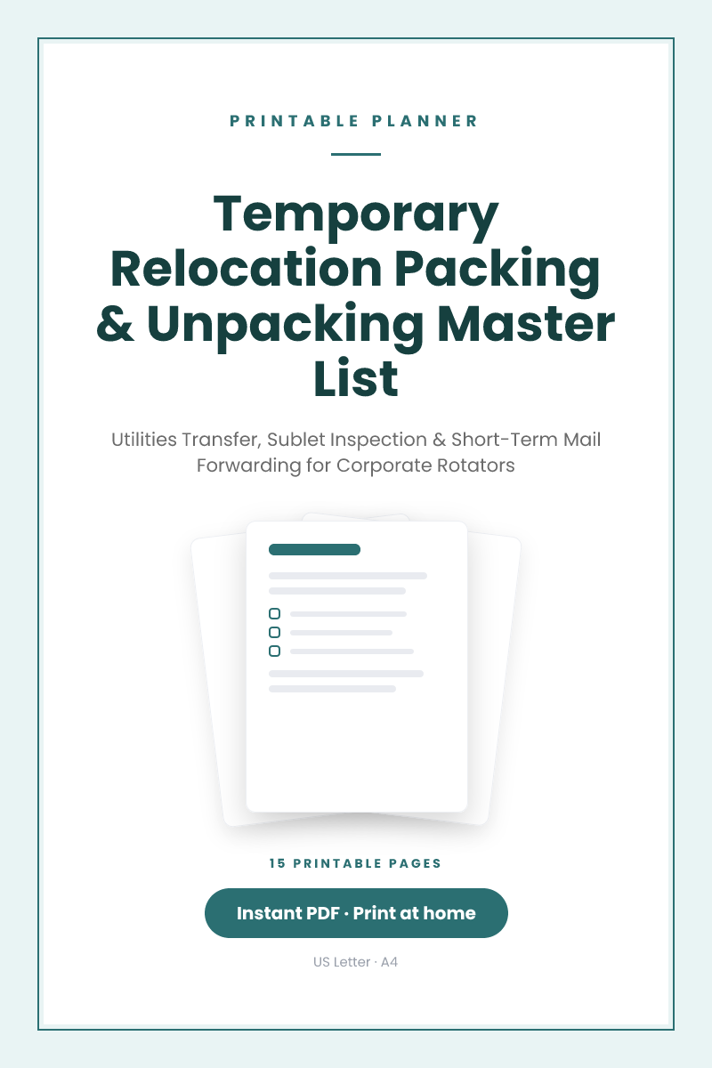 Temporary Relocation Packing & Unpacking Master List
