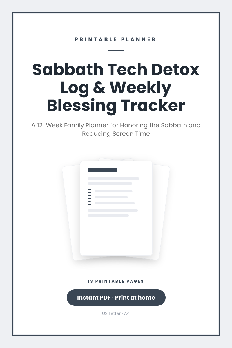 Sabbath Tech Detox Log & Weekly Blessing Tracker