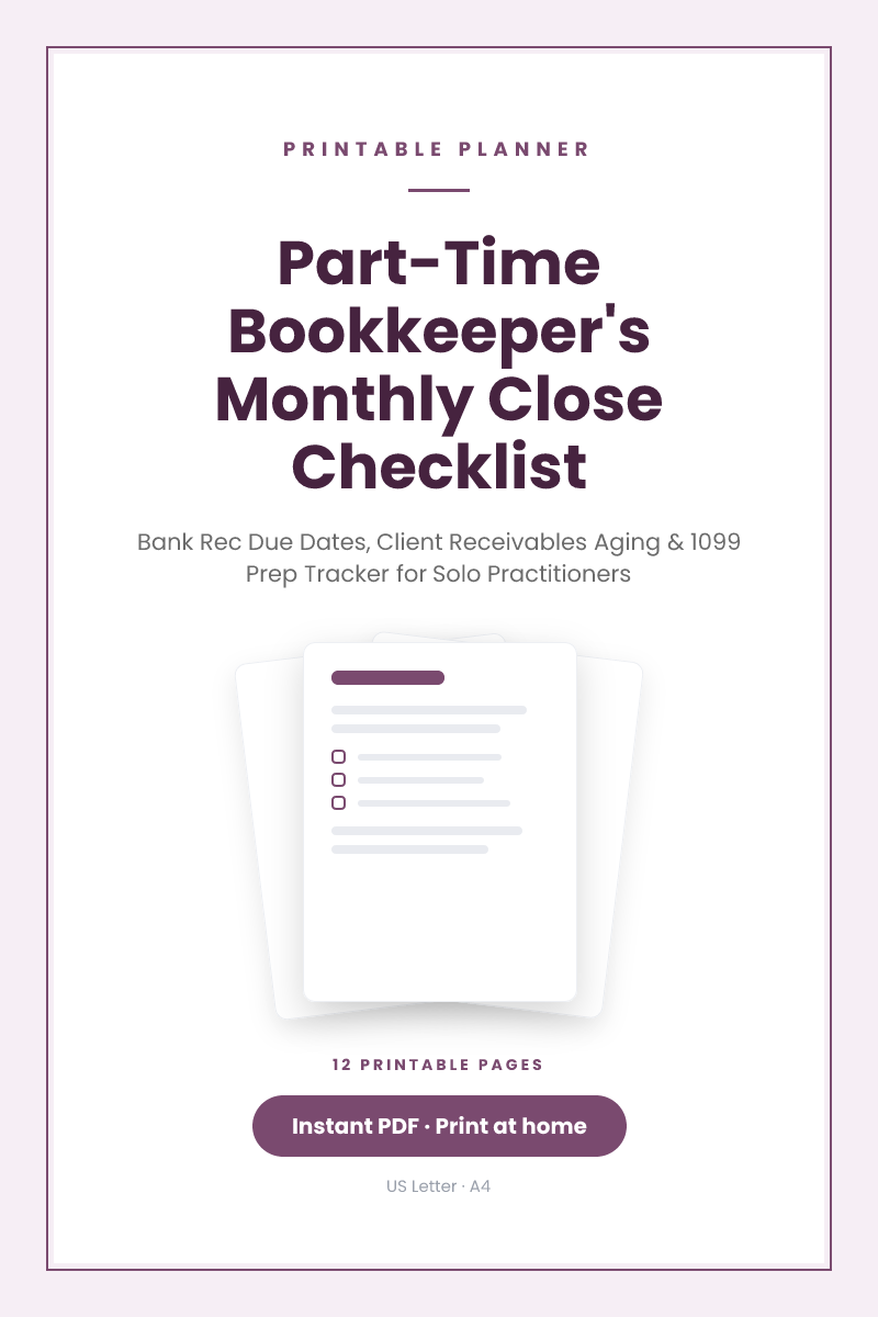 Part-Time Bookkeeper's Monthly Close Checklist