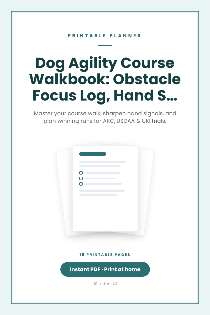 Dog Agility Course Walkbook: Obstacle Focus Log, Hand Signal Reminder & Competition Run Sequence Planner for Trials