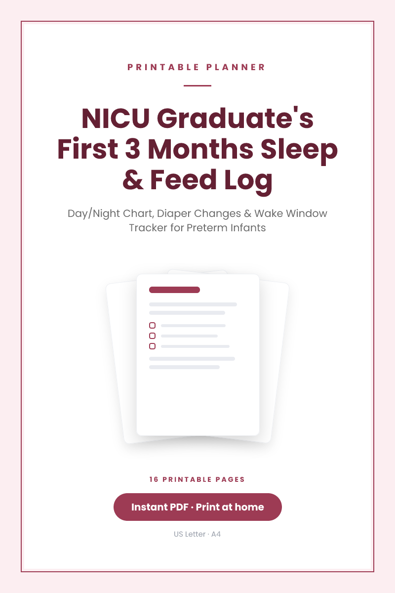 NICU Graduate's First 3 Months Sleep & Feed Log