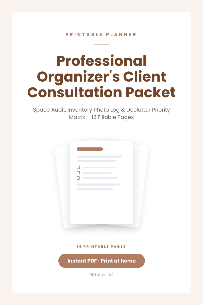 Professional Organizer's Client Consultation Packet