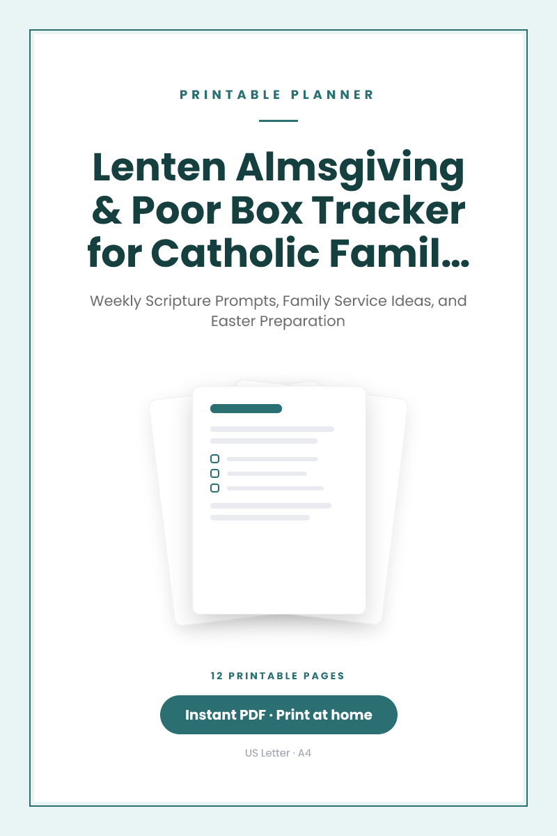 Lenten Almsgiving & Poor Box Tracker for Catholic Families with Kids