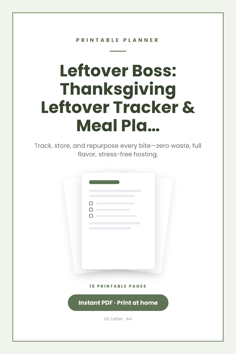 Leftover Boss: Thanksgiving Leftover Tracker & Meal Planner — printable