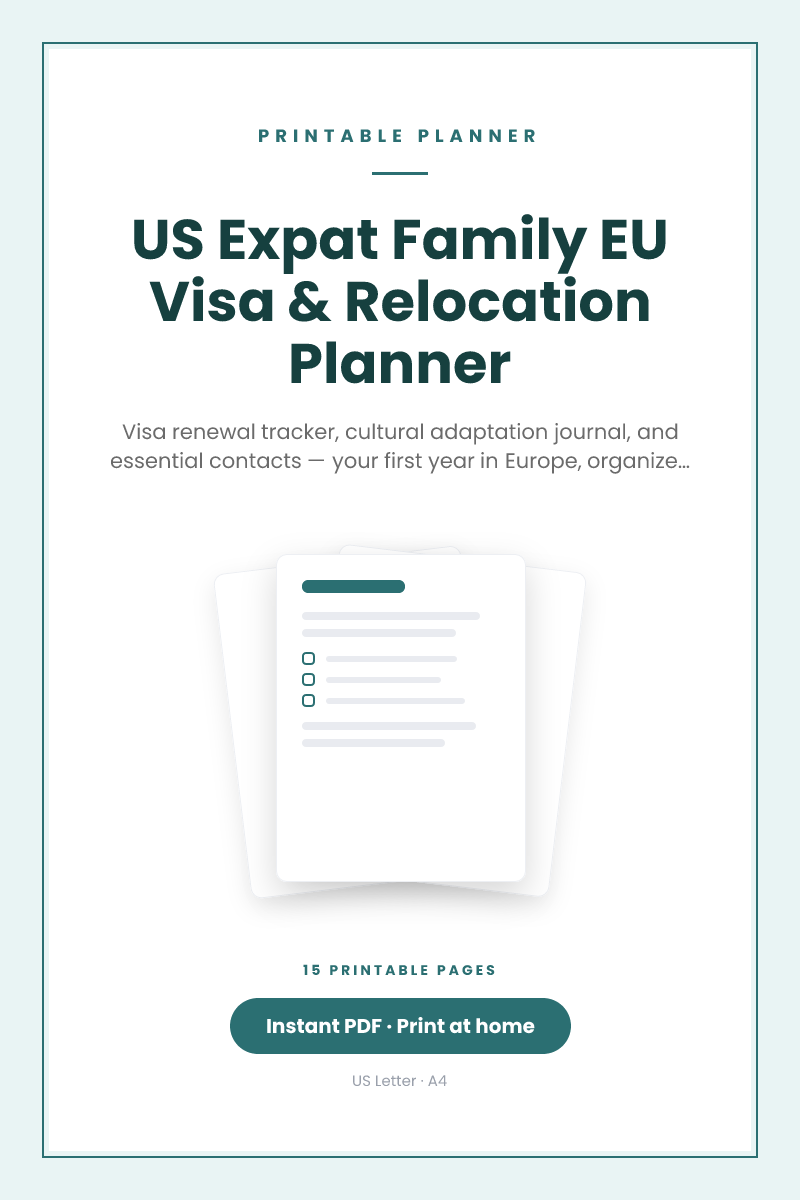 US Expat Family EU Visa & Relocation Planner — printable