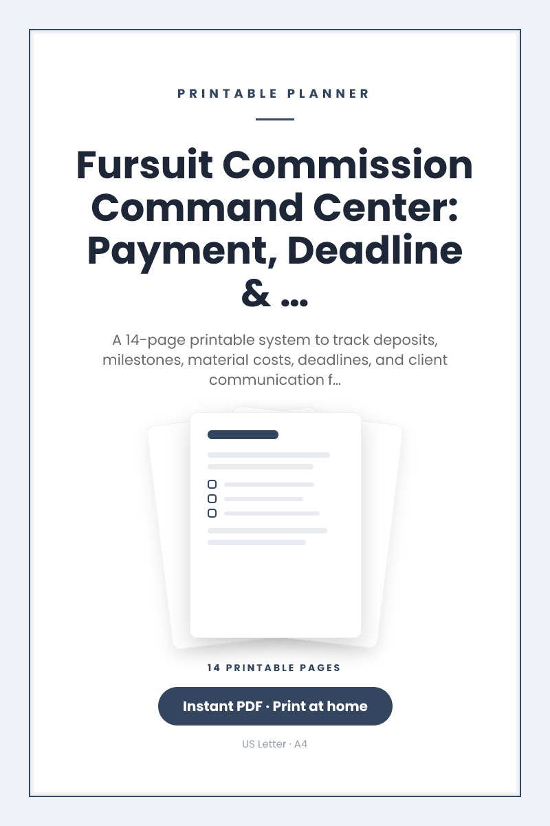 Fursuit Commission Command Center: Payment, Deadline & Client Tracker for Semi-Pro Makers