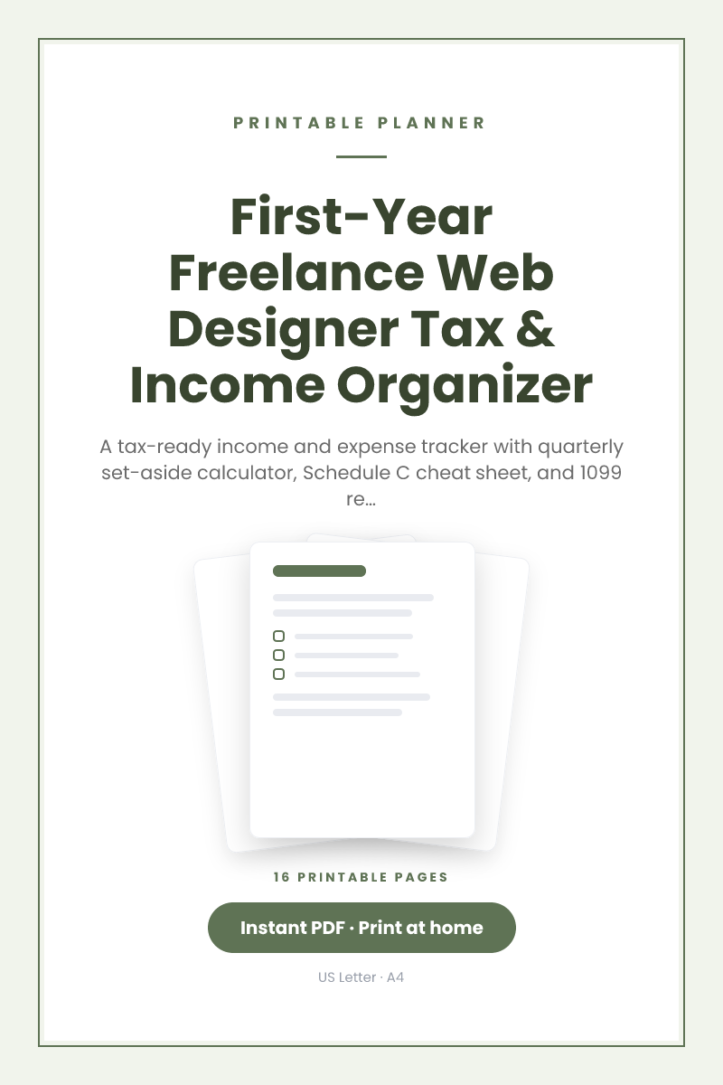 First-Year Freelance Web Designer Tax & Income Organizer