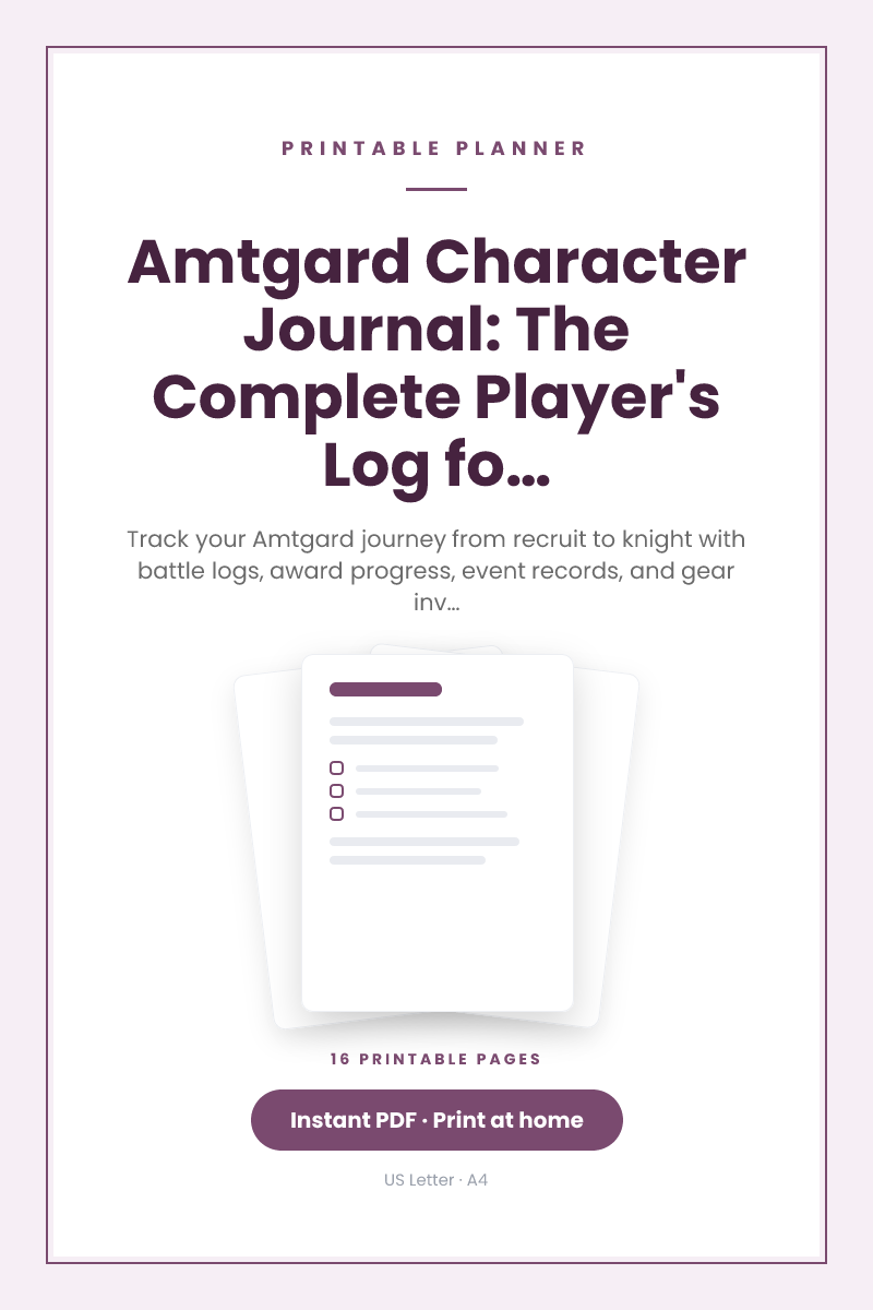 Amtgard Character Journal: The Complete Player's Log for Battles, Awards, and Knighthood