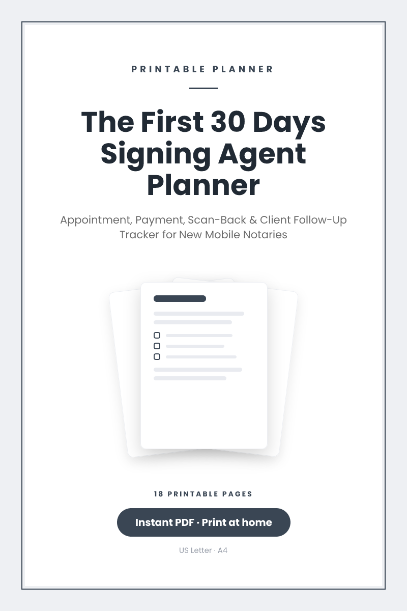 The First 30 Days Signing Agent Planner