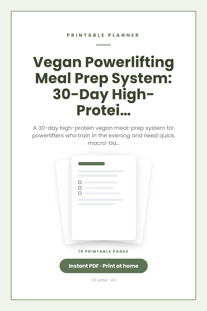 Vegan Powerlifting Meal Prep System: 30-Day High-Protein Plan for Evening Lifters