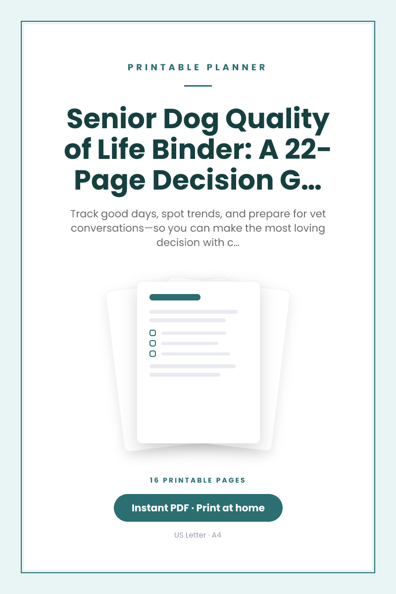 Senior Dog Quality of Life Binder: A 22-Page Decision Guide & Daily Tracker