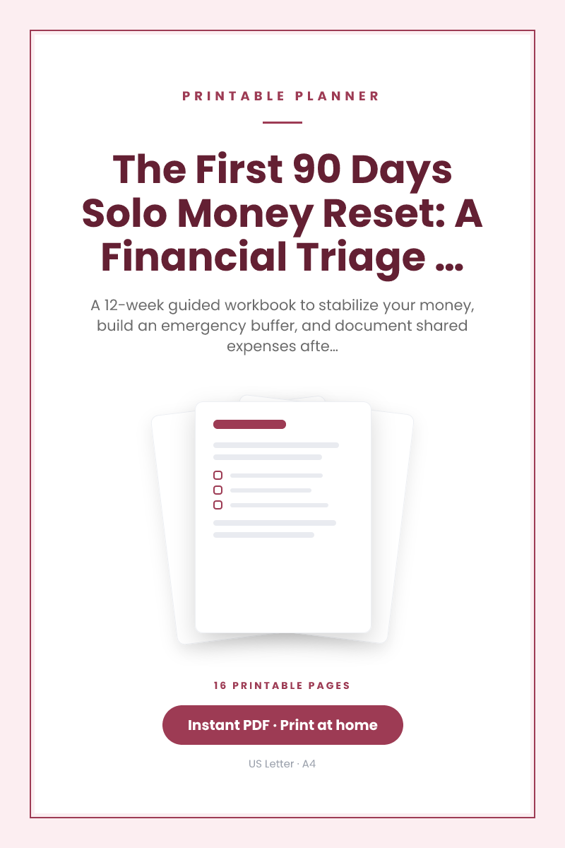 The First 90 Days Solo Money Reset: A Financial Triage & Buffer Workbook for Newly Single Moms